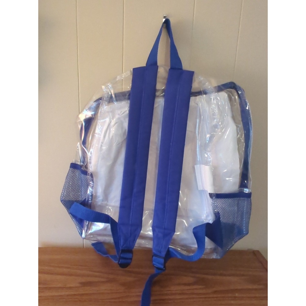 Clear Children's Trailmaker Backpack NWT Blue Trim 15" × 14" w Front Pocket - Picture 4 of 4